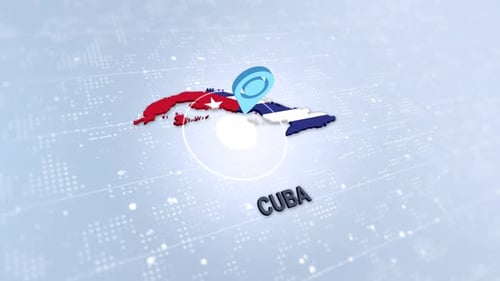 Futuristic Digital Cuba Map with Location Pin