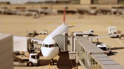 Indústria da aviação Cenário de negócios de viagens aéreas de aviões pousando no aeroporto