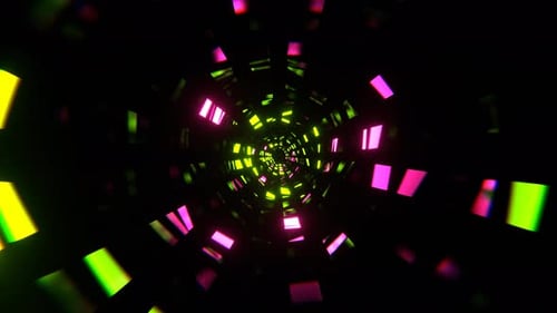Light Green And Pink Neon Squares Floating In Tunnel Background Vj Loop In 4K