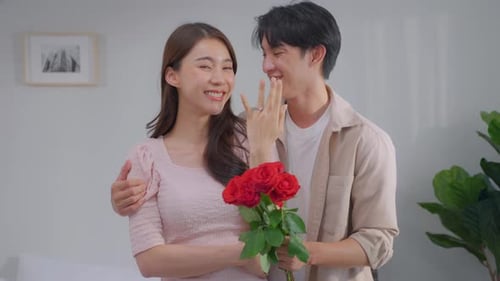 Happy Couple Smiling Together After Engagement