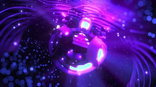 Purple Neon Lights Glittering And Circling
