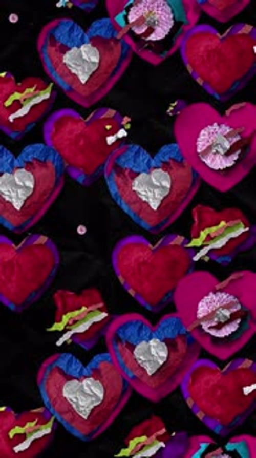 Decorative Looping Hearts with Love Text Pattern