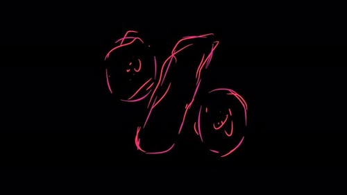 Percent symbol made of multicolor neon curves and lightnings on alpha. Loop 4k clip.