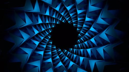 Blue Spiny Cylindrical Tunnel Background Vj Loop In 4K