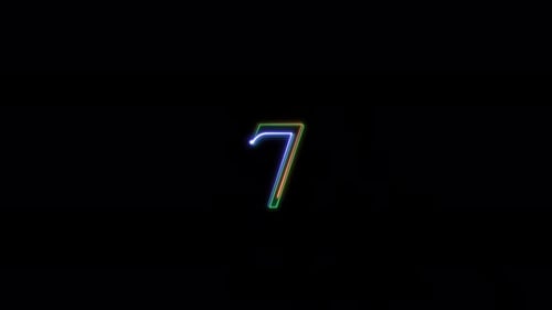 Colorful Neon Outline Countdown from Ten to One