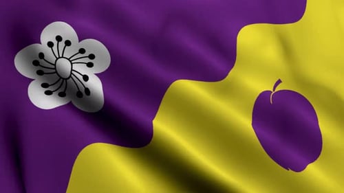 Abstract Waving Flag with Plum and Blossom