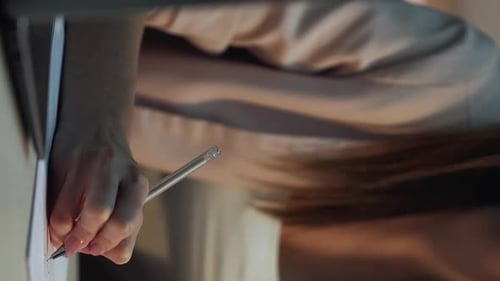 Vertical Hand Writing Online Study Female Notes