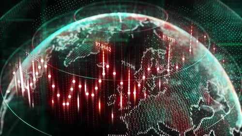 Futuristic Digital Earth Globe with Glowing Data Visualization