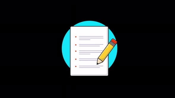 Document with Pencil Animation Video - Transparent, Backgrounds Motion ...