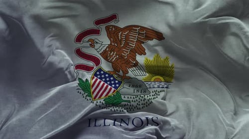 Realistic Waving Illinois State Flag Animation