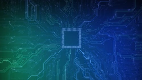 Animated Circuit Board Digital Technology Background Central Computer Processor CPU Concept