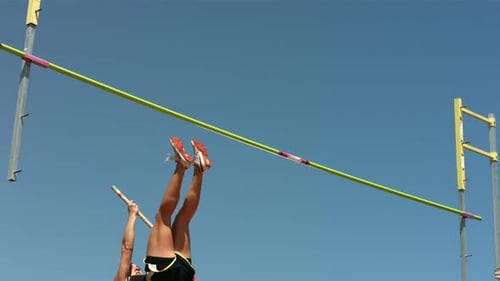 Track and Field Athlete Doing Pole Vault,