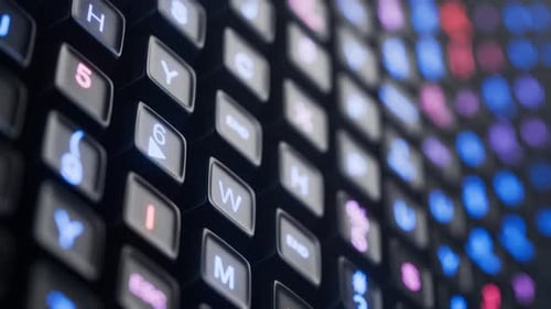 Technology background. Movement of keyboard keys. Abstract background of their keyboard buttons. Typ