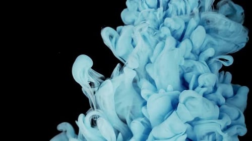 SlowMotion Blue Paint Drops Mixing in Water Captivating Stock Footage