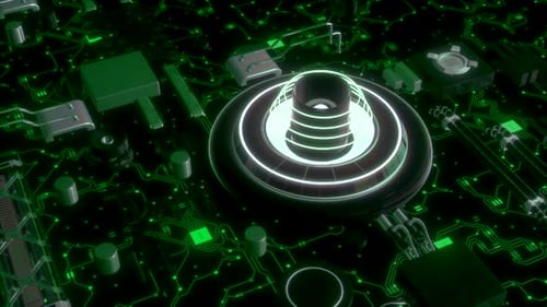 Panneau de commande abstrait d'une machine informatique futuriste