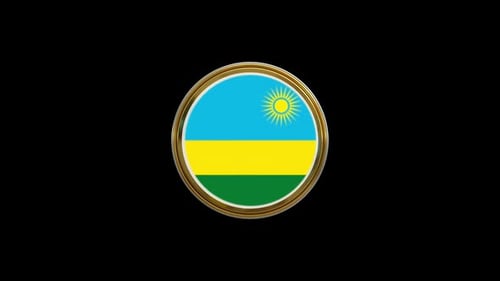 Rwanda Flag 3D Spinning Gold Emblem Animation