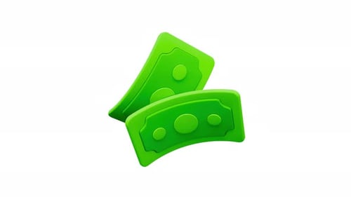 Cash money 3d animation on white background