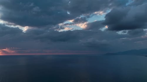 Dark Sunset From the Sea with Nature Color