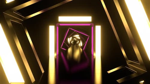Pink And Yellow Neon Arch Corridor Background Vj Loop In 4K