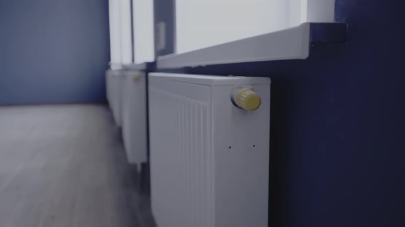 New Modern Radiators Attached Under Plastic Window Sills, Buildings ...