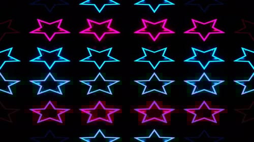 Cyan And Pink Neon Star Lights Moving Kaleidoscope Background Vj Loop In 4K