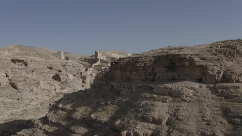 Mar Saba Greek Orthodox Monastery in Israel Judaean Desert, Aerial view