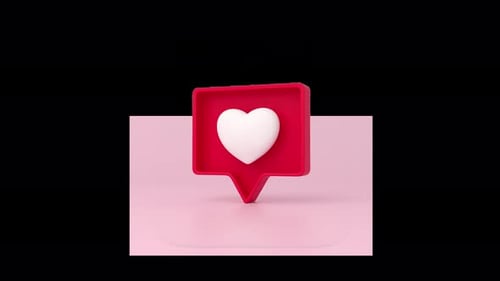 3D Animated Social Media Like Heart Icon Reaction