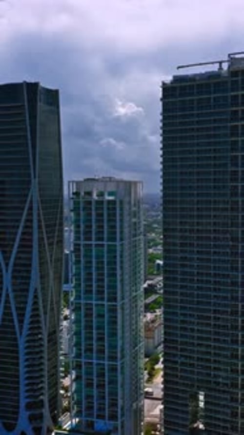 Aerial view of Miami's urban skyline with towering buildings