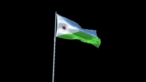 Realistic Waving Flag of Djibouti Animation with Alpha Channel