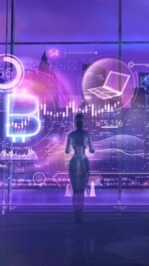 Animated Video About Bitcoin Trading 3D Render