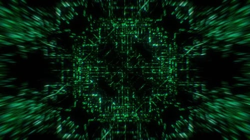 Futuristic Digital Grid Tunnel Travel Background
