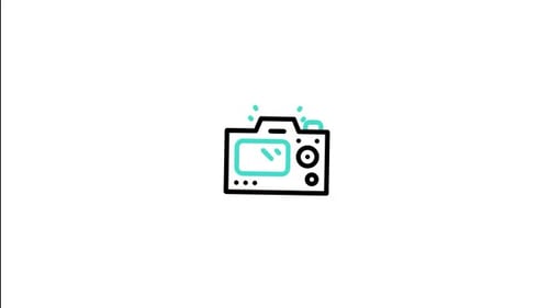 Animated Flat Design Camera Line Art Icon