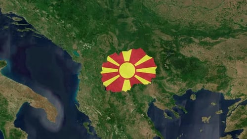 Animated Map Reveal of North Macedonia Flag
