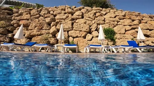 Resort, Empty swimming pool, no tourists and tourist crisis concept