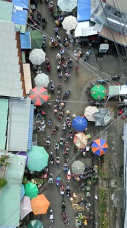 Aerial Of Local Street Market Near Duong Dong Port On Phu Quoc Island Vietnam