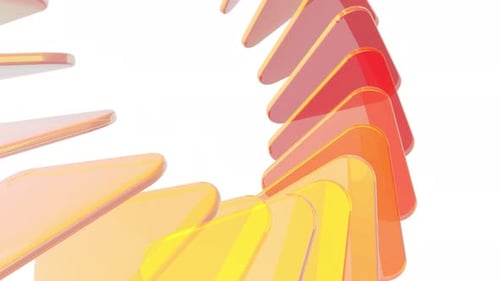 Abstrakter Hintergrund, orangefarbener Gradientglaseffekt, holographische 3D-Glasdreieckformen