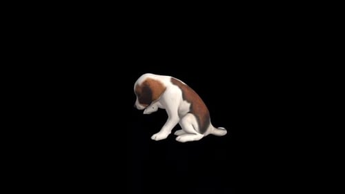 Cute 3D Animated Puppy Sitting and Looking Around