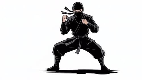 Animated Ninja Character: Dynamic Martial Arts Moves