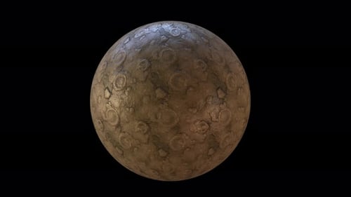 Realistisches 3D-Rendering der Mondoberfläche mit Kratern im Hintergrund von Sternen im Weltraum auf Alpha 4K