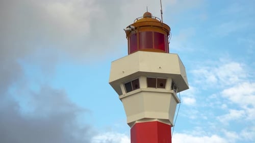 Traveling Around A Lighthouse in france in slowmotion with clear weather.