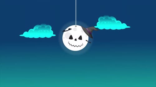 Halloween Spooky Moon Flat Design Cartoon Animation