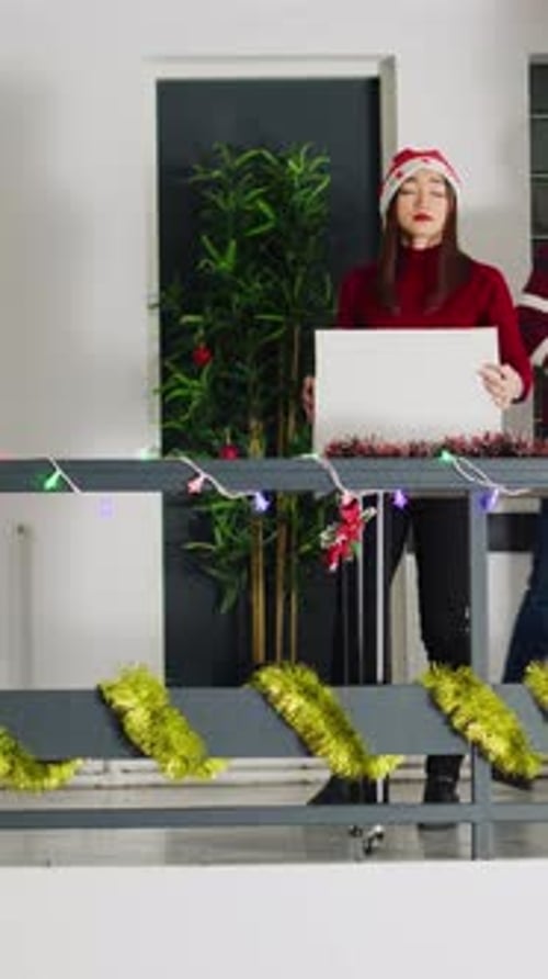 Vertical Video Fired Employee Consoled in Xmas Office