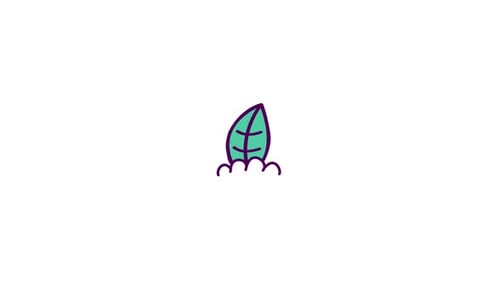 Sketch Style Animated Leaf Sprouting from Ground