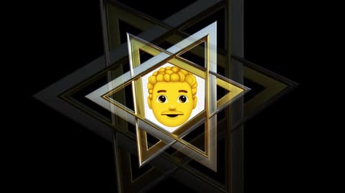 Golden Geometric 3D Star Rotating Animation with Image Reveal