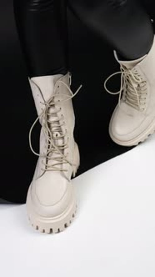 Stylish Boots with Black Leggings Close Up