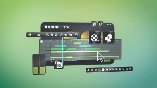 Interface de software de edição, aplicativo de programa para edição de vídeo e áudio, criação de clipes, postagem em mídia social
