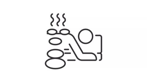 2D animated simple black thin linear hot stone therapy icon