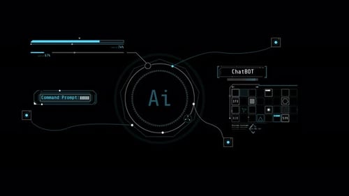 Animação infográfica sobre processamento de dados por IA generativa
