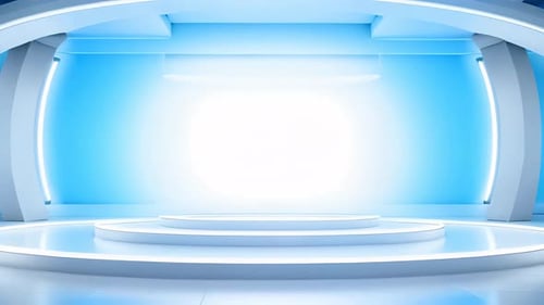 podium Futuristic showcase with platform for product displaying. Empty modern stage display