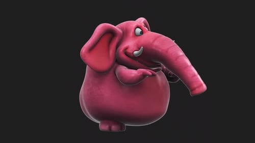 Fun 3D cartoon elephant talking (with alpha channel)